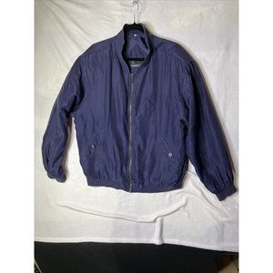 FINNEGAN Mens Bomber Jacket 48 Navy Blue Silk